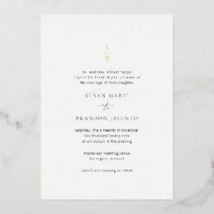 Invitation En Aluminium Nettoyer noir et blanc Monogramme Mariage moderne