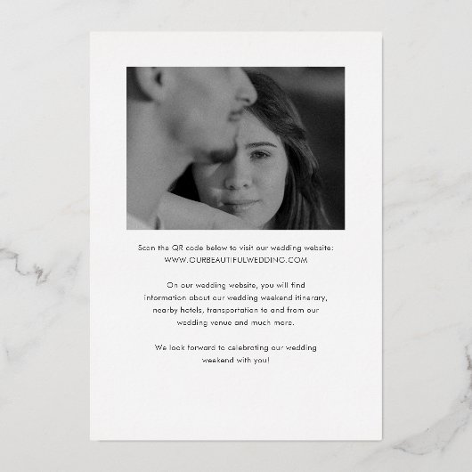 Invitation En Aluminium Nettoyer Photo Mariage élégant Enregistrer la date (Verso)