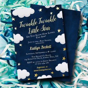 Invitation En Aluminium Neutral Twinkle Petit Baby shower Star Real
