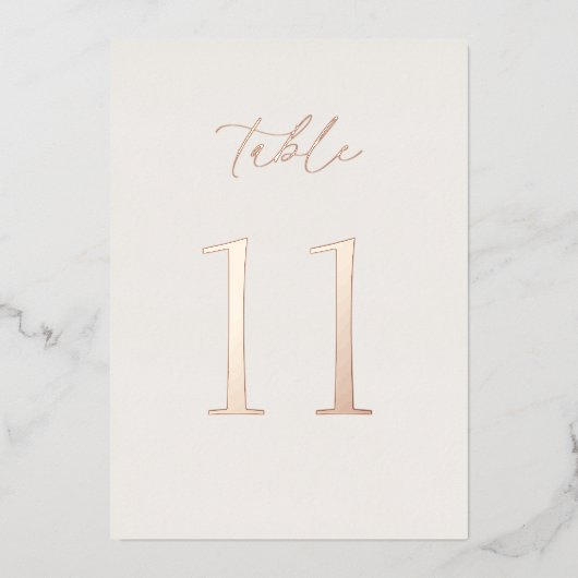 Invitation En Aluminium Neutral Wedding Table Number with Real Foil (Devant)