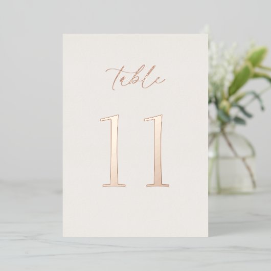 Invitation En Aluminium Neutral Wedding Table Number with Real Foil (Debout devant)
