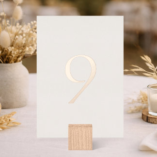 Invitation En Aluminium Neutral Wedding Table Number with Real Foil