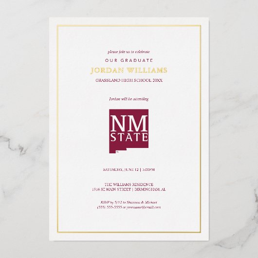 Invitation En Aluminium New Mexico State University Graduation (Recto)