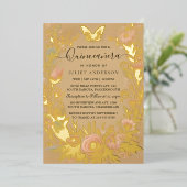 Invitation En Aluminium New Pastel Font Dusty Glam Rose Gold Quinceanera (Debout devant)