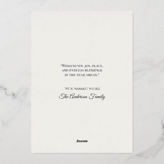 Invitation En Aluminium New Year Custom Greeting Card in Gold Foil (Verso)
