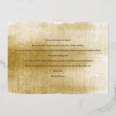 Invitation En Aluminium Nice Golden Textured Effet Mariage Initiales Photo (Verso)