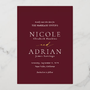 Invitation En Aluminium Nicole Merlot Mariage élégant Enregistrer la date