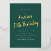 Invitation En Aluminium N'importe quel âge | Dark Emerald Green et Gold An (Recto)