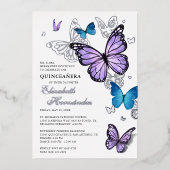 Invitation En Aluminium N'importe quelle couleur papillon élégant Quincean (Recto)