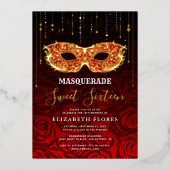 Invitation En Aluminium N'Importe Quelle Couleur Thème Sweet 16 Masquerade (Recto)