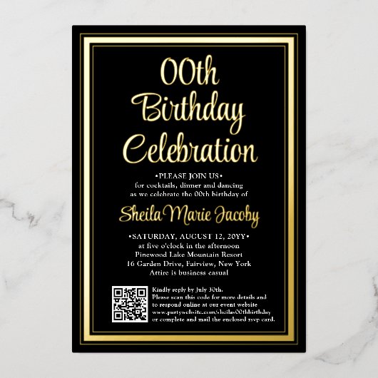 Invitation En Aluminium N'importe quelle fête d'anniversaire QR Code et ph (Recto)