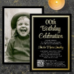 Invitation En Aluminium N'importe quelle fête d'anniversaire QR Code et ph<br><div class="desc">Famille Invitation et amis à une célébration élégante pour lui ou elle avec des invitations à la fête d'anniversaire photo sur mesure avec QR Code RSVP. L'image et tout le libellé de ce modèle sont simples à customiser. (CONSEIL EN MATIÈRE DE PLACEMENT D'IMAGE : Une façon simple de centrer une...</div>