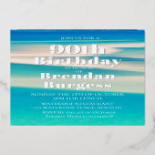 Invitation En Aluminium Ninetieth 90e Hommes Anniversaire Ocean Beach (Verso)