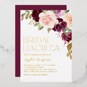 Invitation En Aluminium Noces Bohème Bourdon Rouge Fleurs de Pêche Automne