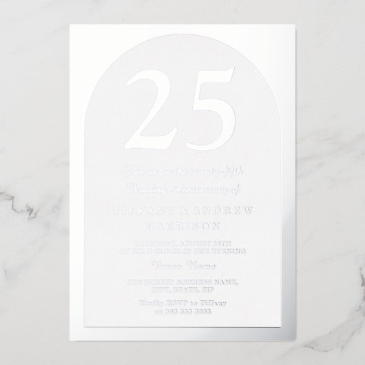 Invitation En Aluminium Noces d'argent 25 ans de mariage (Recto)