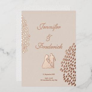 Invitation En Aluminium Noces Formes Esthétiques Feuille Or Rose