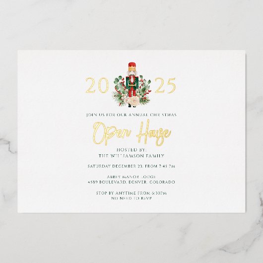 Invitation En Aluminium Nocrasse de Noël Open House Party Gold (Recto)