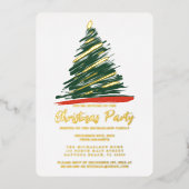 Invitation En Aluminium Noël Abstrait Gold Red Green Tree (Recto)
