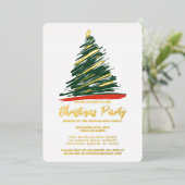 Invitation En Aluminium Noël Abstrait Gold Red Green Tree (Debout devant)