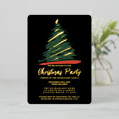 Invitation En Aluminium Noël Abstrait Gold Red Green Tree (Debout devant)