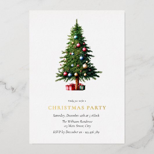 Invitation En Aluminium Noël Arbre moderne Fête fériée (Recto)