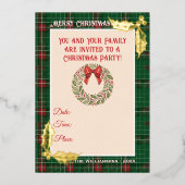 Invitation En Aluminium Noël en vert avec rouge (Recto)