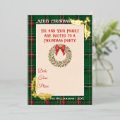 Invitation En Aluminium Noël en vert avec rouge (Debout devant)