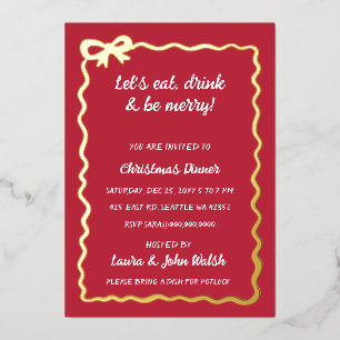 Invitation En Aluminium Noël Fête Arc Rouge Blanc Dessiné à la main