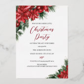 Invitation En Aluminium Noël Gold Red Festive Foliage Party (Recto)