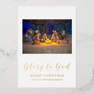 Invitation En Aluminium Noël La Nativité Scène Gloire à Dieu Or