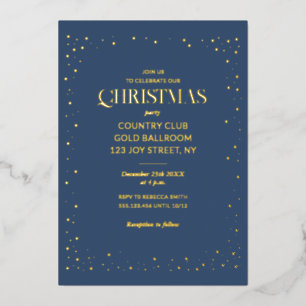 Invitation En Aluminium Noël Luxe Férié Réel Bleu Marine