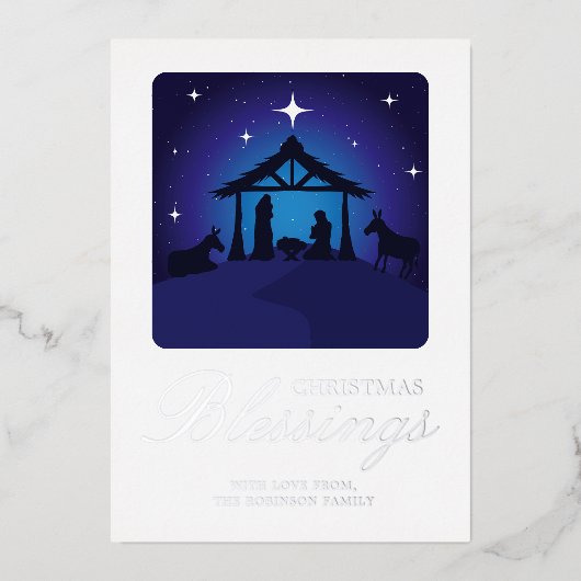 Invitation En Aluminium Noël Nativité Scène Chrétienne Bénédiction Chrétie (Recto)