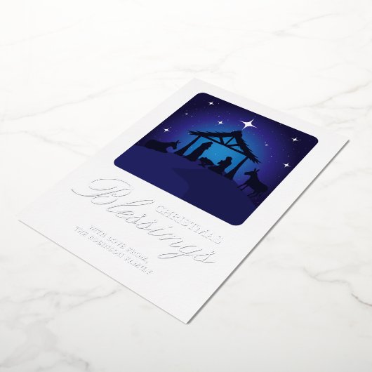 Invitation En Aluminium Noël Nativité Scène Chrétienne Bénédiction Chrétie (Rotation)