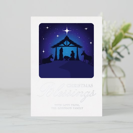 Invitation En Aluminium Noël Nativité Scène Chrétienne Bénédiction Chrétie (Debout devant)