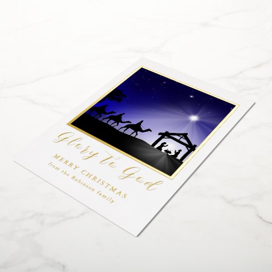 Invitation En Aluminium Noël Nativité Scène Gloire à Dieu chrétien (Rotation)