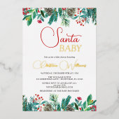 Invitation En Aluminium Noël Père Noël bébé Baby shower non sexiste (Recto)