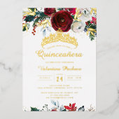 Invitation En Aluminium Noël Rouge Gold Festiage Quinceanera (Recto)