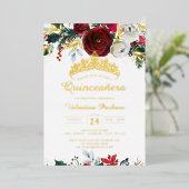 Invitation En Aluminium Noël Rouge Gold Festiage Quinceanera (Debout devant)