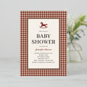 Invitation En Aluminium Noël Rouge Plaid Baby shower de Cheval Rocheux (Debout devant)
