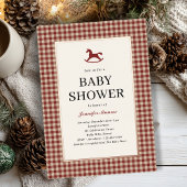 Invitation En Aluminium Noël Rouge Plaid Baby shower de Cheval Rocheux