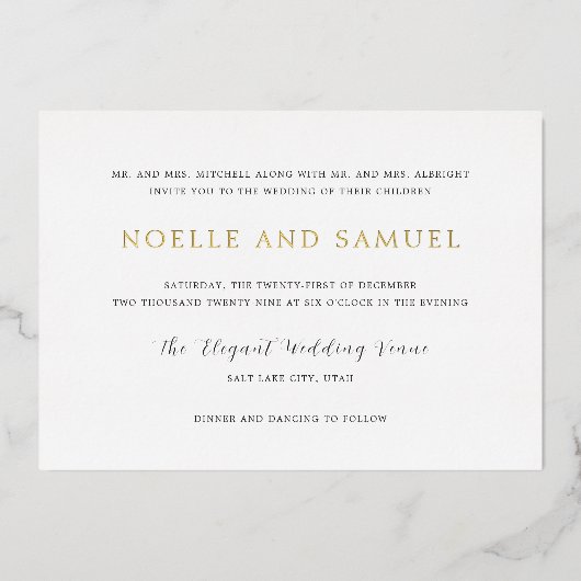 Invitation En Aluminium Noelle Elegant Wedding (Recto)
