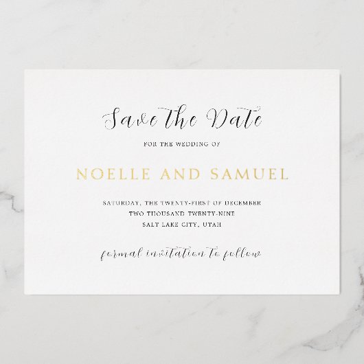 Invitation En Aluminium Noelle Elegant Wedding Enregistrer la date (Recto)