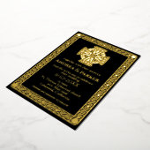 Invitation En Aluminium Noeud Celtique Élégant Noir et Or (Rotation)