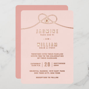 Invitation En Aluminium Noeud d'amour Union Double Bonheur Mariage Chinois