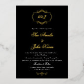Invitation En Aluminium noir blanc classique vrai or monogramme mariage (Recto)
