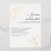 Invitation En Aluminium Noir blanc moderne Mariage Botanique Or (Recto)