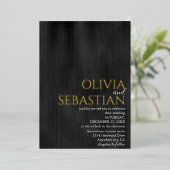 Invitation En Aluminium Noir délicat moderne Minimal Mariage texturé (Debout devant)