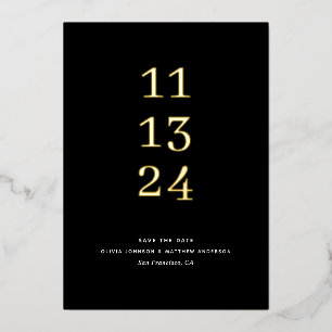 Invitation En Aluminium Noir d'or mariage minimaliste formel Enregistrer l