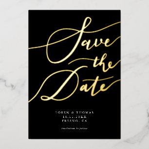 Invitation En Aluminium Noir Enregistrer La Calligraphie Date