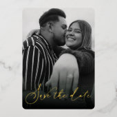 Invitation En Aluminium Noir et blanc moderne Enregistrer la date (Recto)